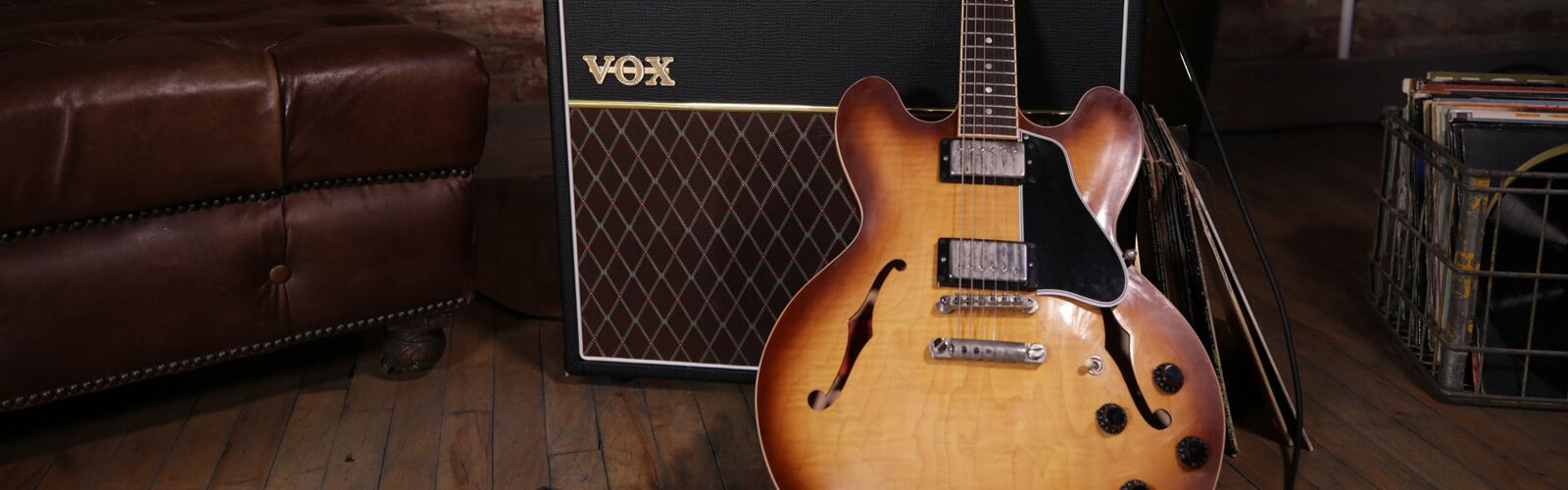 VOX amplifier and hollow body electric guitar
